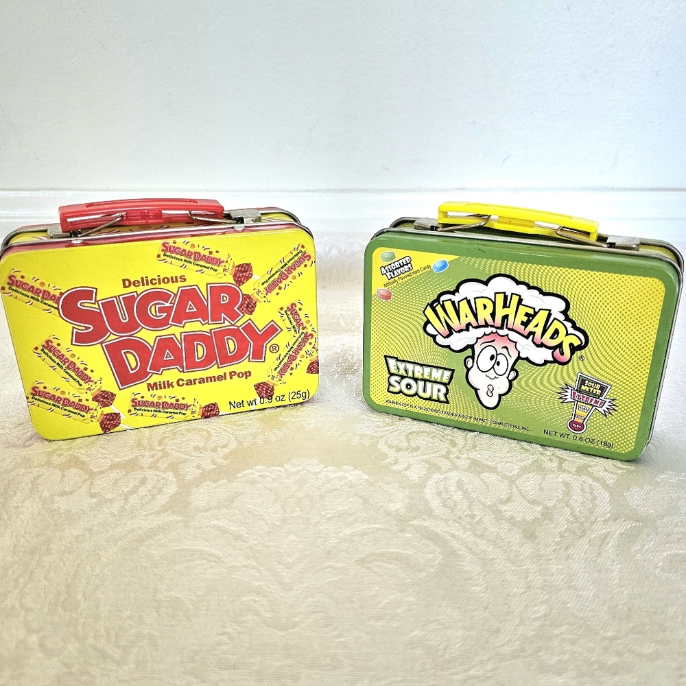 Set Of 2 Mini Metal Lunchbox Set - Sugar Daddy and Warheads Candies